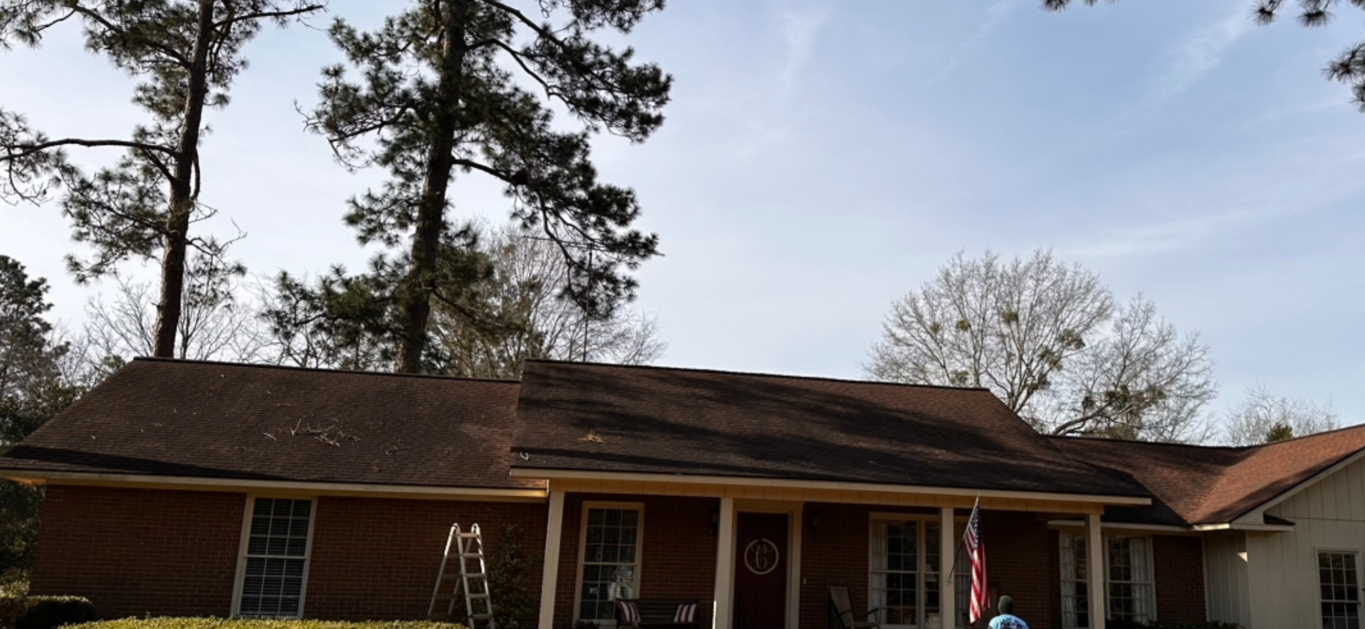 Crazy before and after or and roof cleaning performed in Hawkinsville Ga by Central Ga Soft Wash 